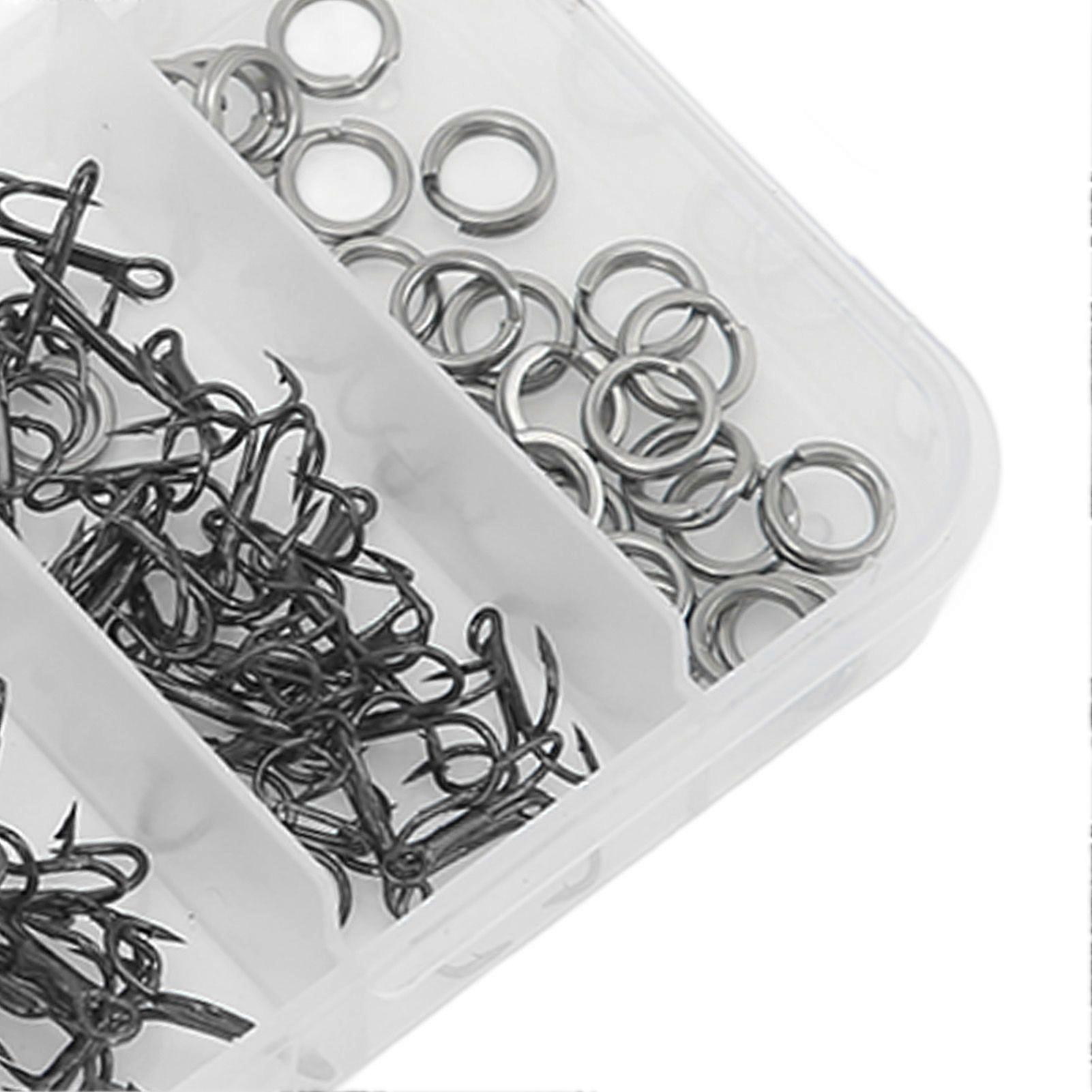 100pcs Treble Fishing Hooks with Storage Box for Accessories