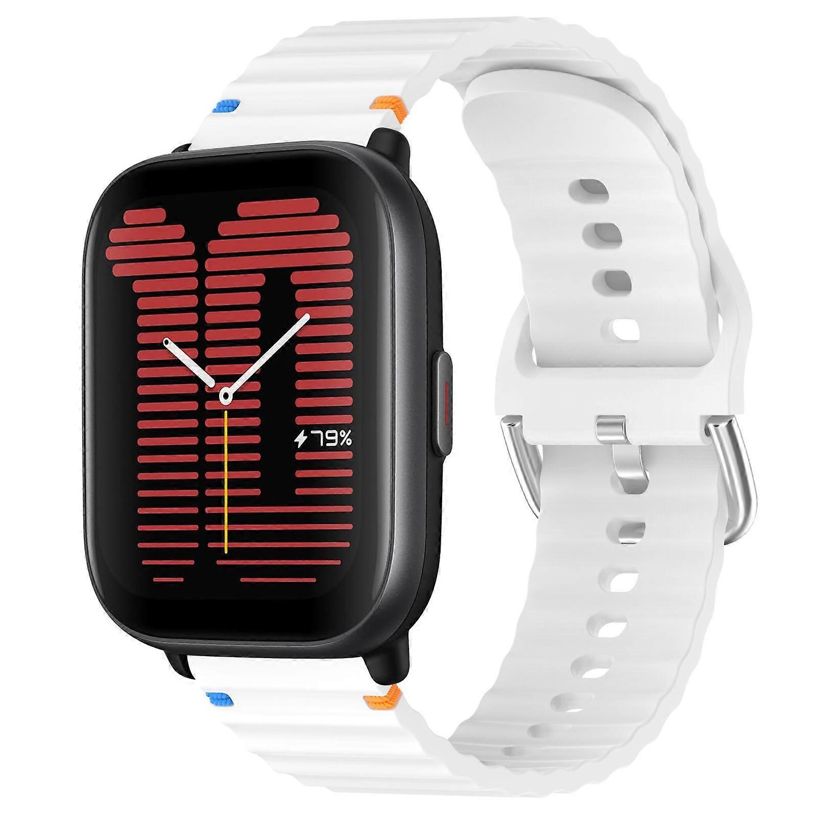 Wavy Grain Stitched 20mm Silicone Watch Band For Amazfit Active