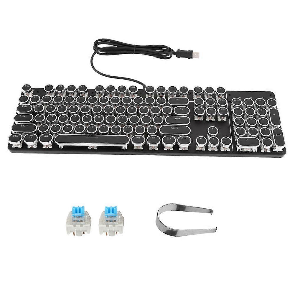 900-7 Black Disc Retro Mechanical Keyboard with Retro Round Cap Computer Accessory