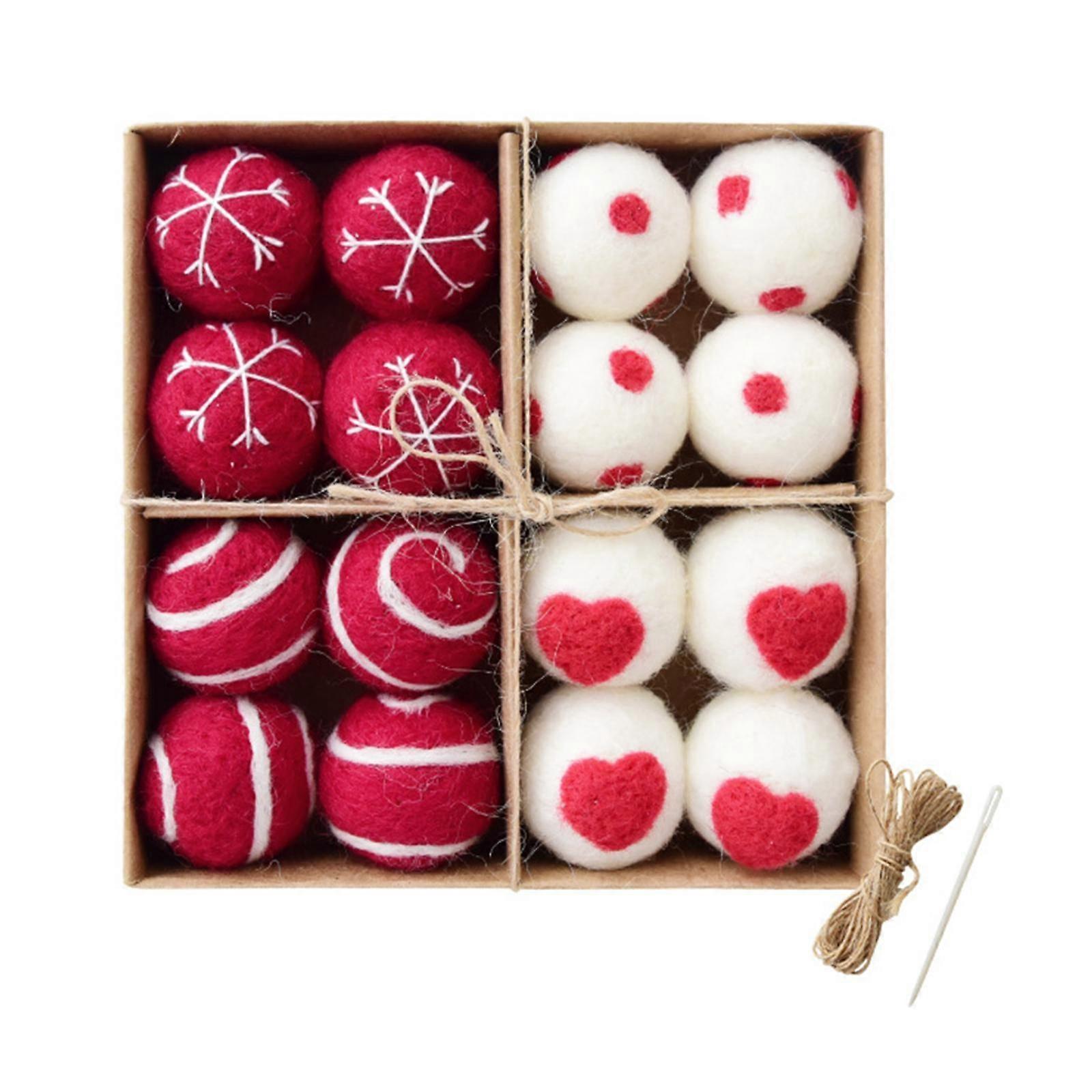 16Pcs Christmas Plush Ball Decorations Xmas Tree Hanging Ornaments Xmas Tree