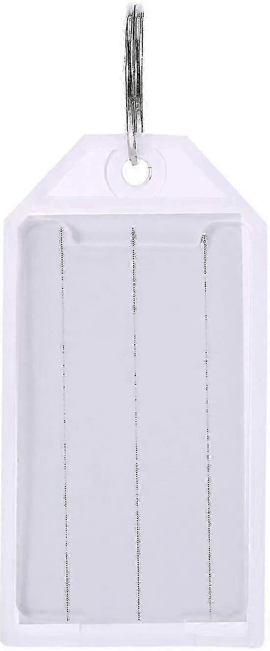 50 Pack White Plastic Key Tags With Split Ring Holder Label Window Luggage Label Tags Key Ring Keych f54