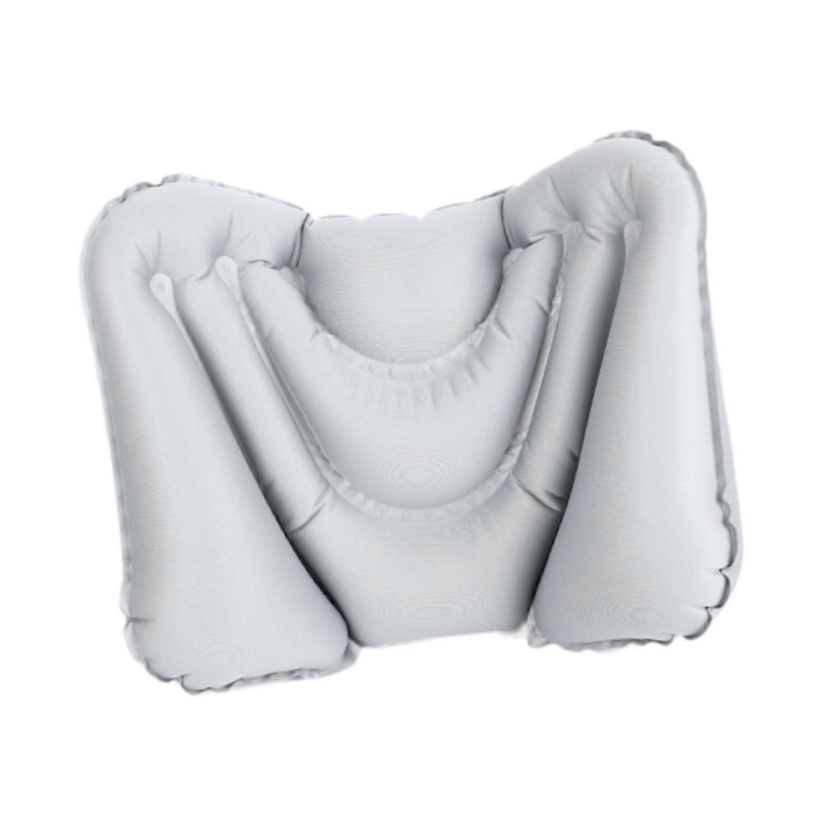 Inflatable Camping Pillow Lumbar Support for Backpacking Chair Airplane Light Grey