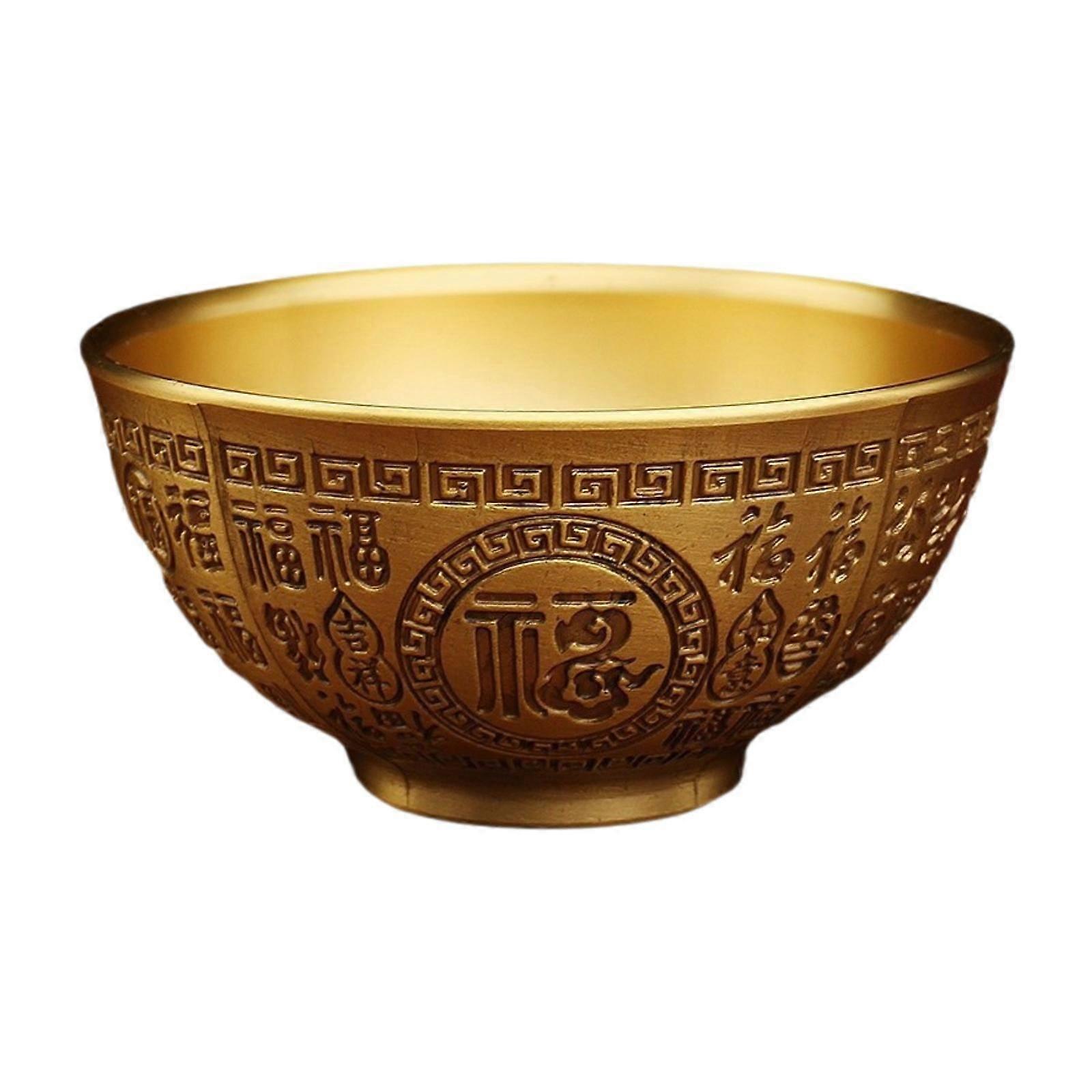 Brass Feng Shui Bowl Artwork Fu Blessing Decoration for Shelf Entrance Study Fu Blessing Bowl