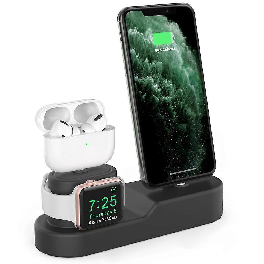 AHASTYLE PT28-3 For Apple Watch/Airpods/iPhone 3-in-1 Silicone Charging Stand Desktop Charging Base