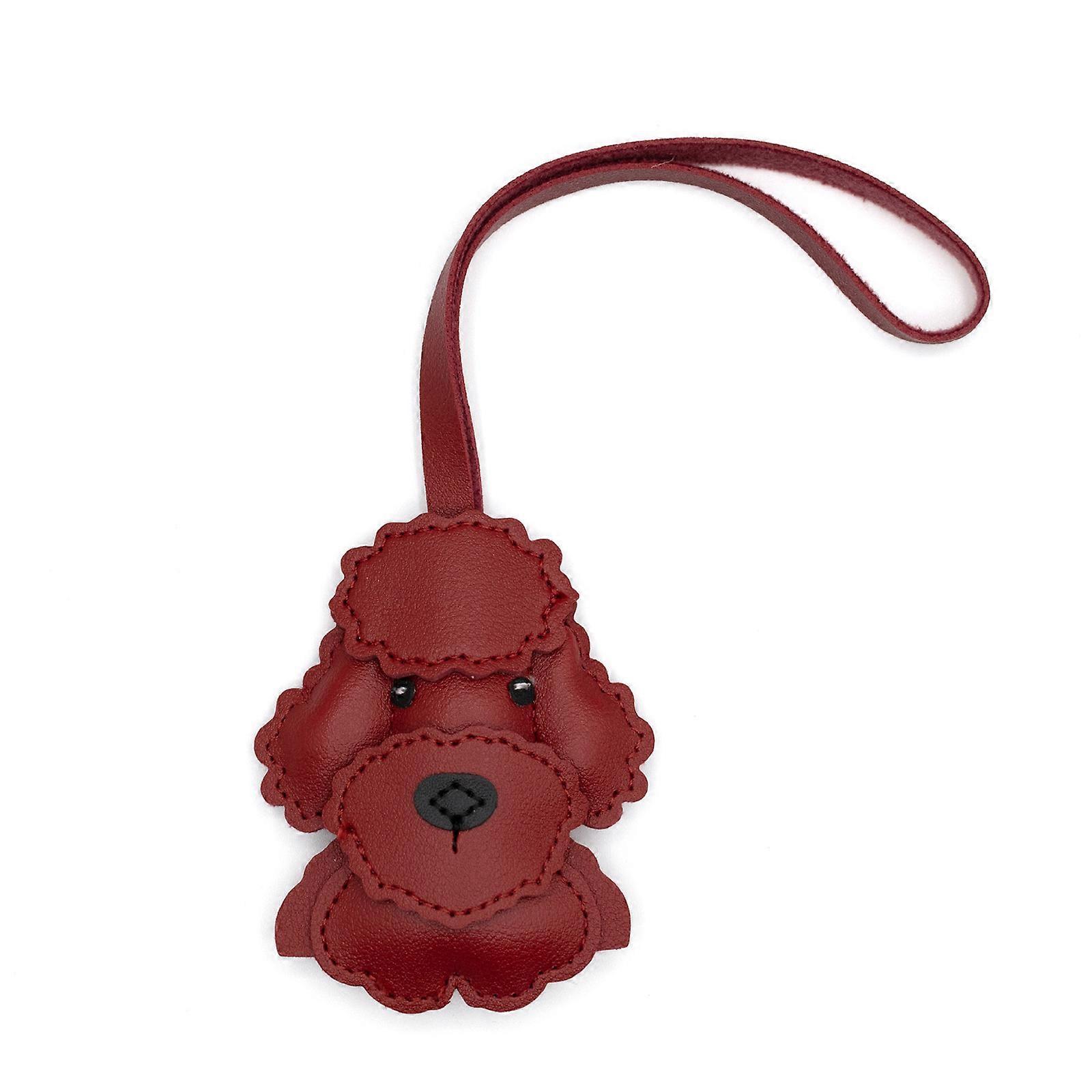 Unique Designs Sturdy PU Leather Dog Charm Pendant Key Holder Accessory Portable for Personalize Styles Enhancement Red