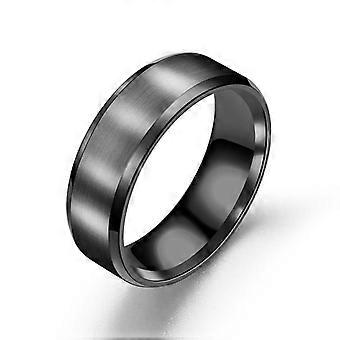 Simple Ring Stainless Steel Glossy Matte 8mm Double Beveled Blank