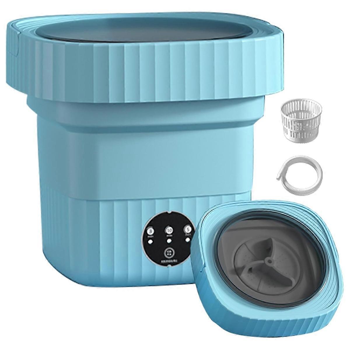 6L Mini Washer with Drain Basket Foldable Washing Machine for Apartment Dorm Trave for Deep Cleaning Underwear D EU Plug