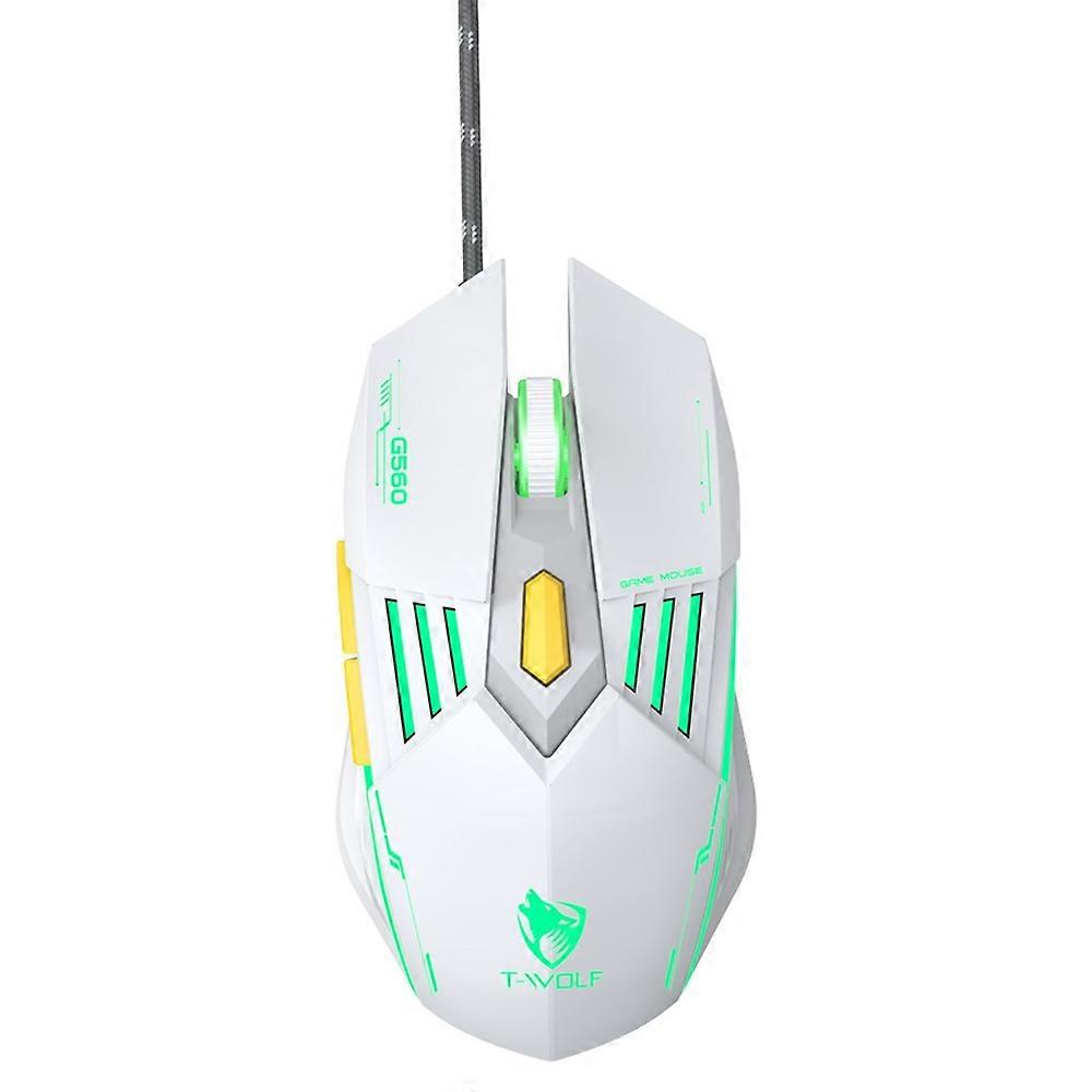 T-WOLF G560 Wired Gaming Mouse Mecha Style 6D Buttons Mouse with Breathing LED Light 4 DPI Levels - 