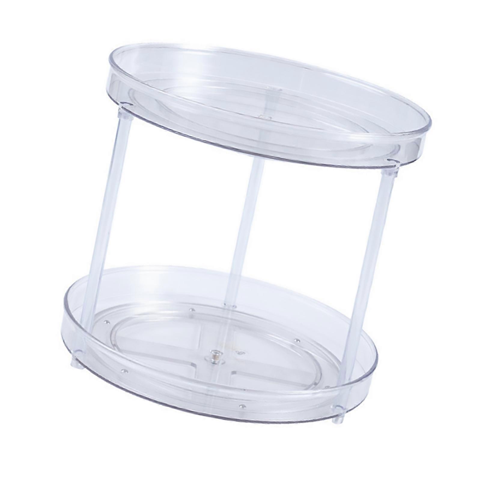 Rotierender Organizer Transparent Double Layer 360° drehbar Küche Gewürze Rack Make-up Halter Lazy Susan Drehteller