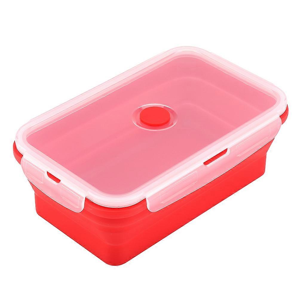 1200ml Rectangle Silicone Bento Box Collapsible Lunch Box Microwave Food Container (Red)