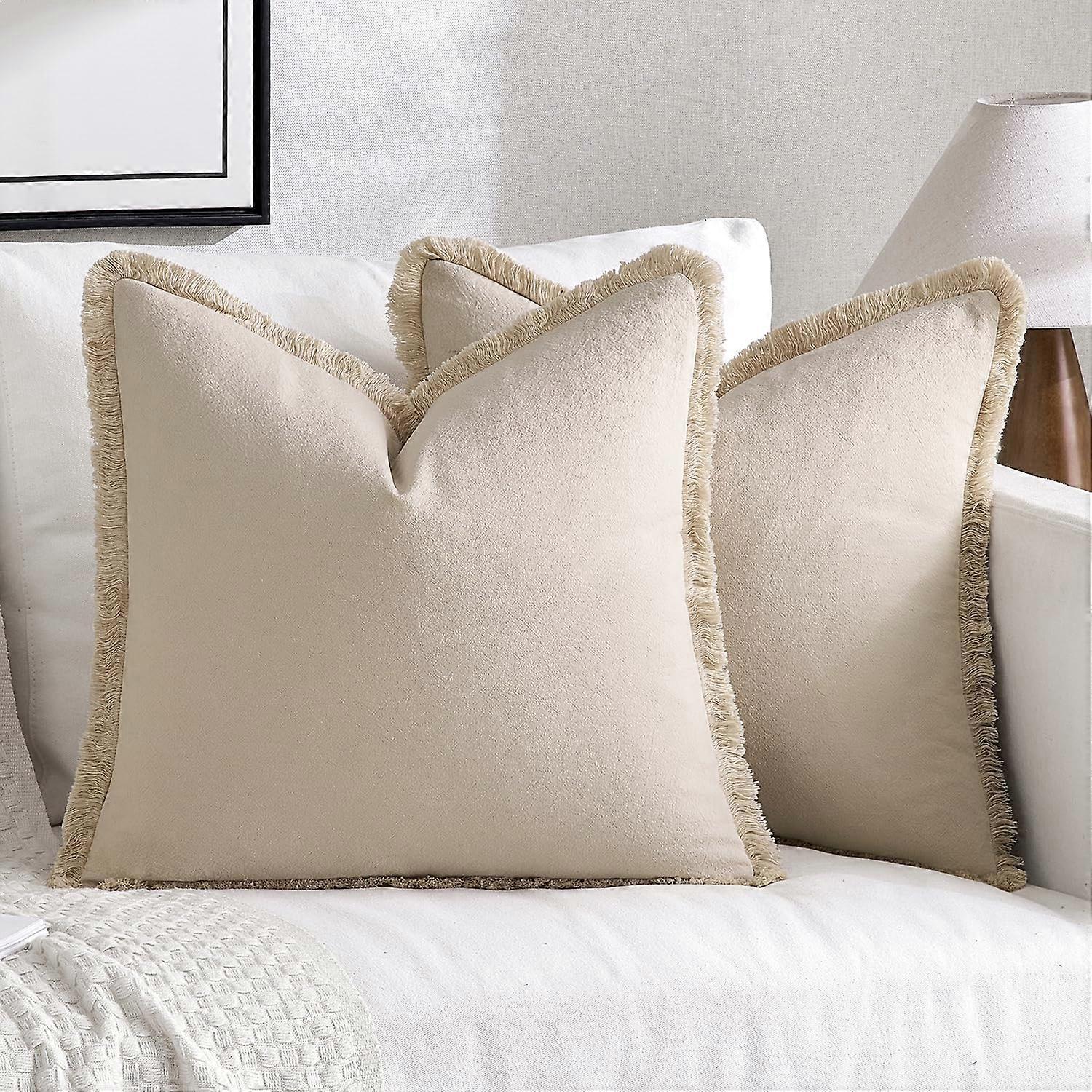 2 Set Boho Farmhouse Decorative Chic Throw Pillow Covers for Couch 22x22