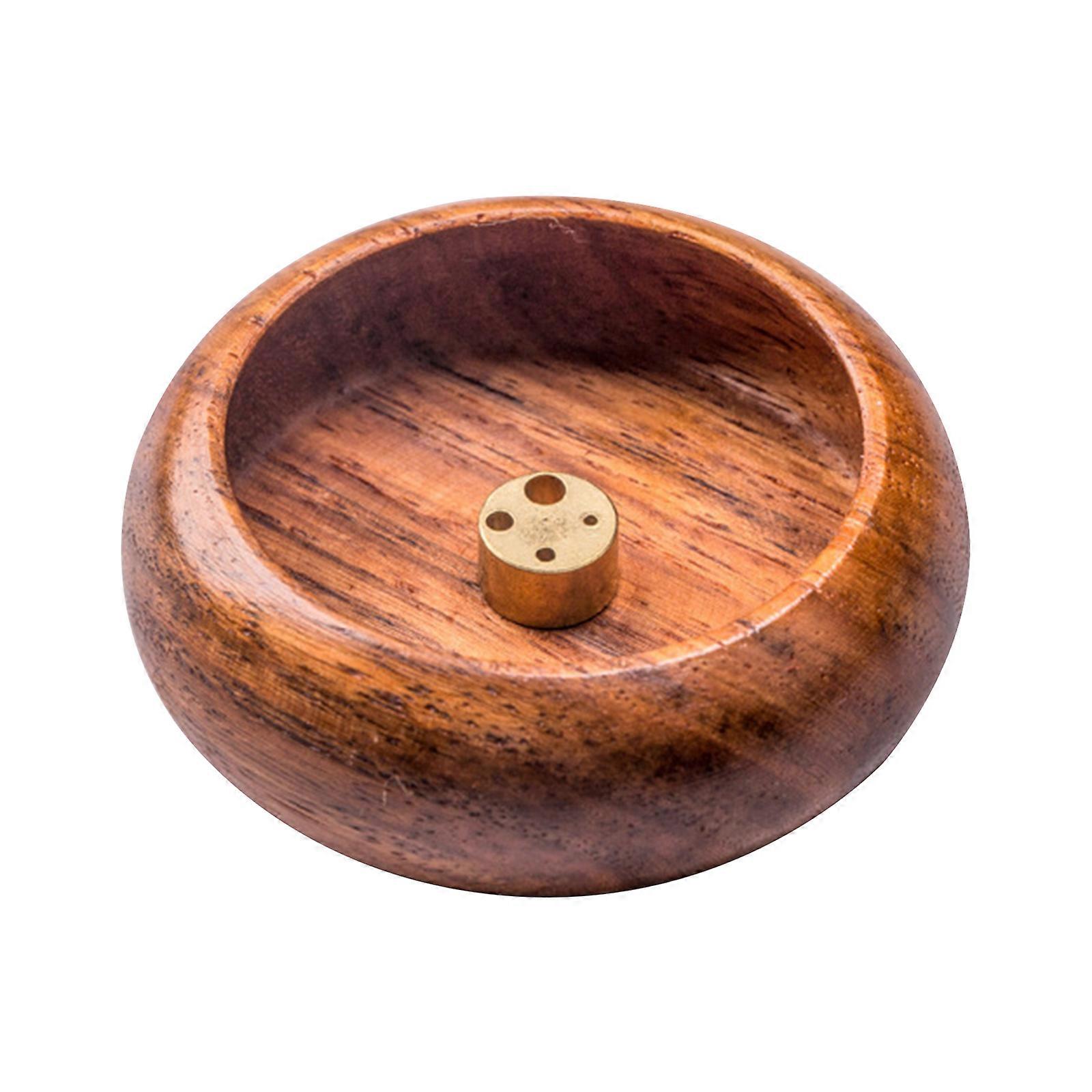 Bâton brûleur d’encens Mini bol en bois 2,3 x 1 pouces Porte-encens Capteurs de cendres pour une utilisation intérieure / extérieure Mono / Multi-trous