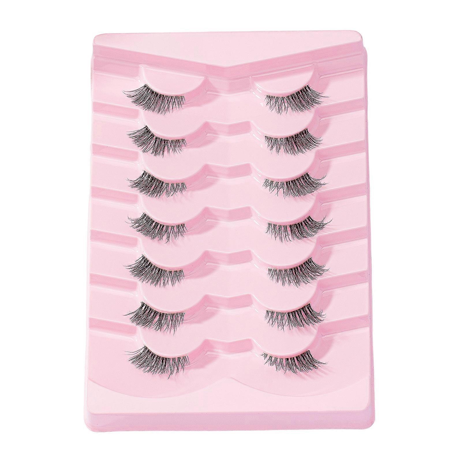 7 Pairs Clear Stem Half False Eyelashes Simulation Makeup Soft False Eyelashes Perfect for Girls Night Out Eye Makeup