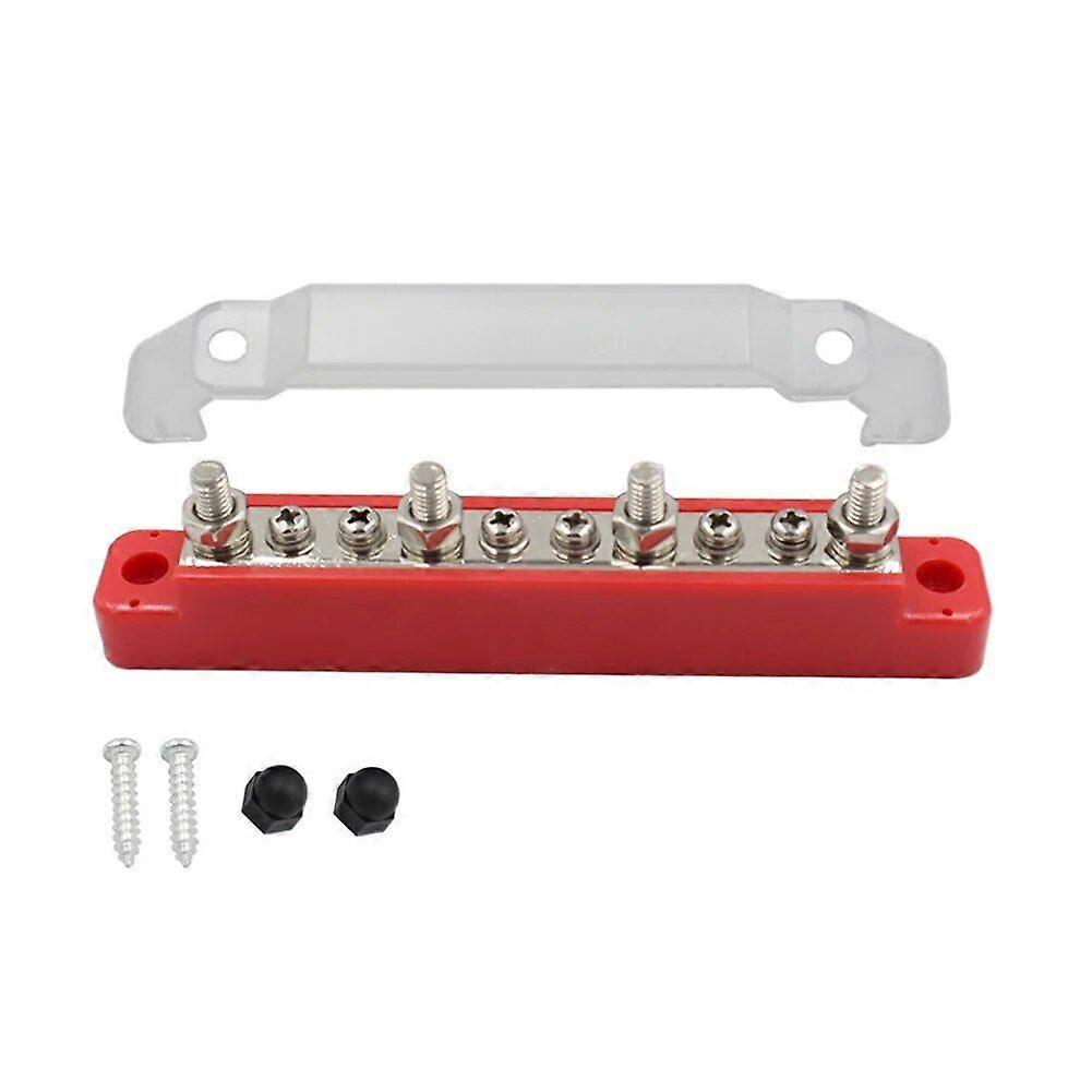 Car Terminal Block Negative Bus Bar 12V Power Distribution Block M8 Termianl Bus for Automotive Boat Solar System (Black & Red)