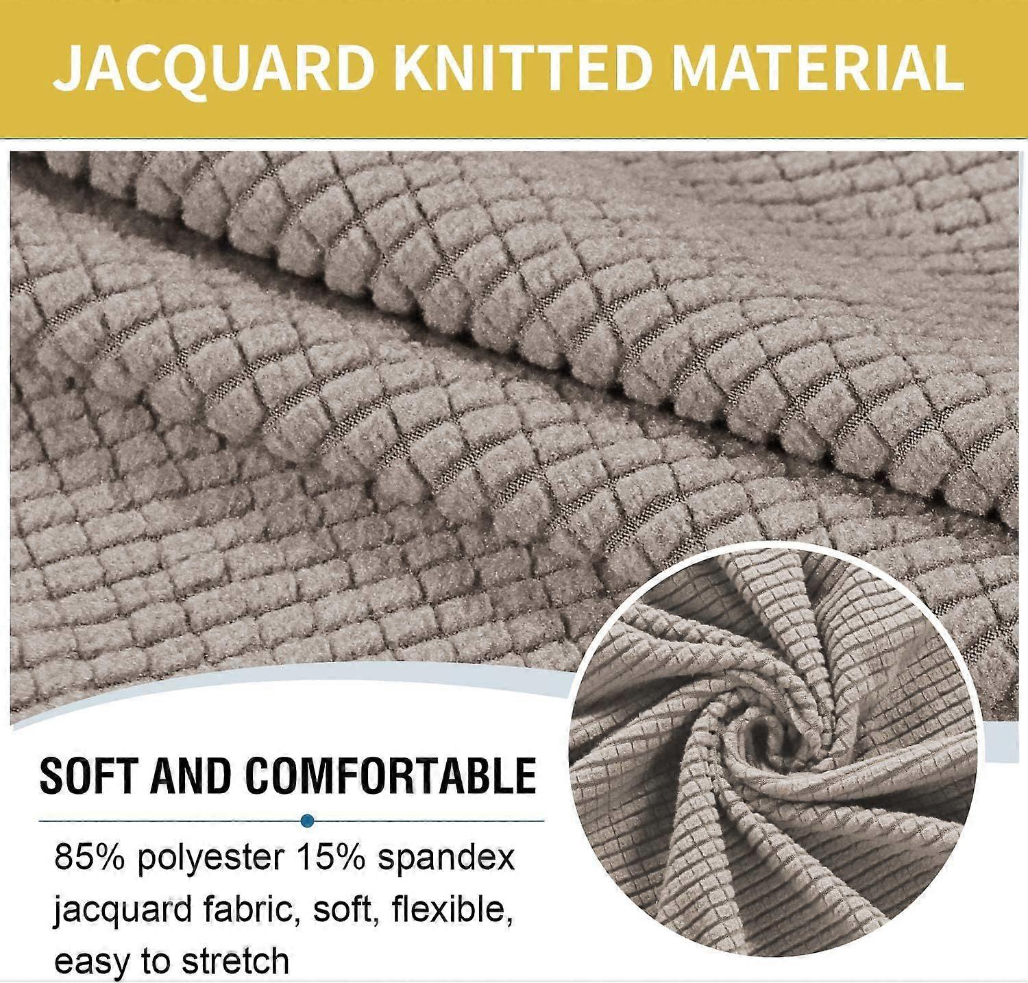 Stretch Jacquard Ottoman Cover (Grey, Large), Footstool Cover, Furniture Protector, Stool Cover with Non-Slip Elastic Bottom
