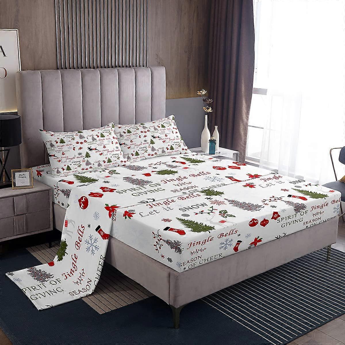Christmas Sheets Queen Size Set With Deer Pattern For Adults Christmas Forest Bedding