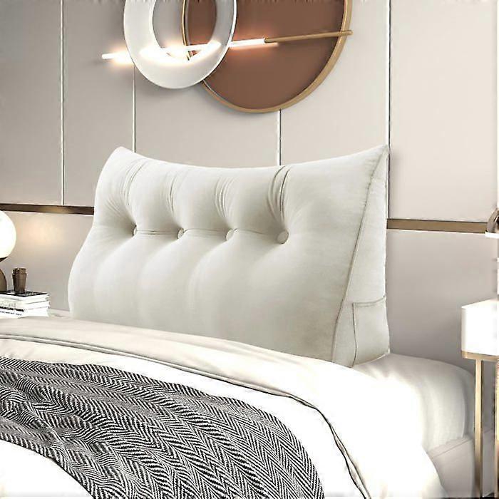 Cuscino da lettura VERCART Cuscino a cuneo posteriore, cuscini da letto in velluto bianco grande da 140 cm