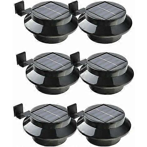 6 Pack Solar Powered LED Lights for Gutter, Fence, Roof, Gutter, Garden, Yard, Wall, Black