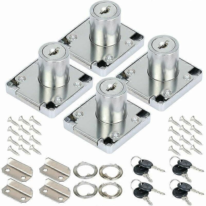 Set of 4 22mm zinc alloy cam locks for cupboards and drawers with matching keys for home, office, and furniture，4509
