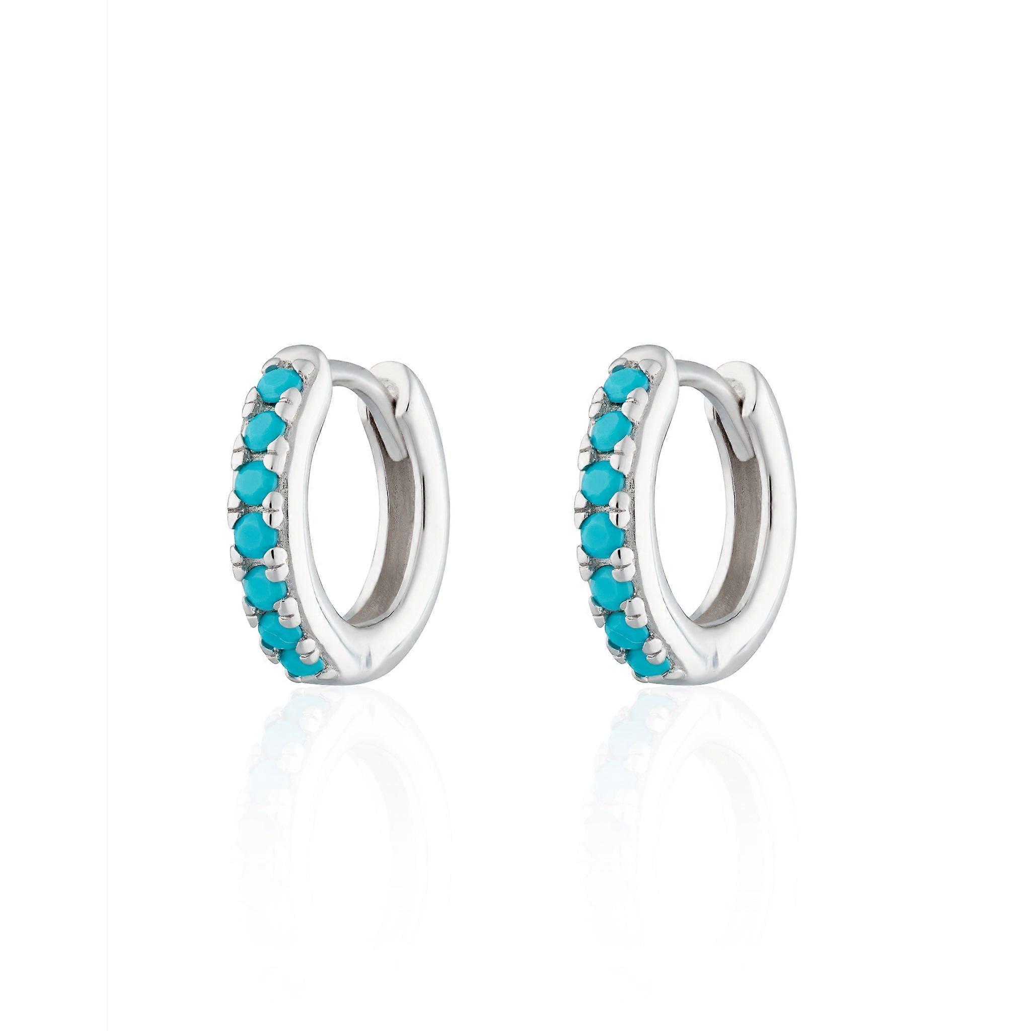 Huggie Earrings With Turquoise Stones
