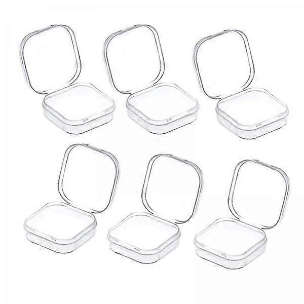 4X 6x Mini Jewelry Storage Box Transparent Square with Lid for Earplugs