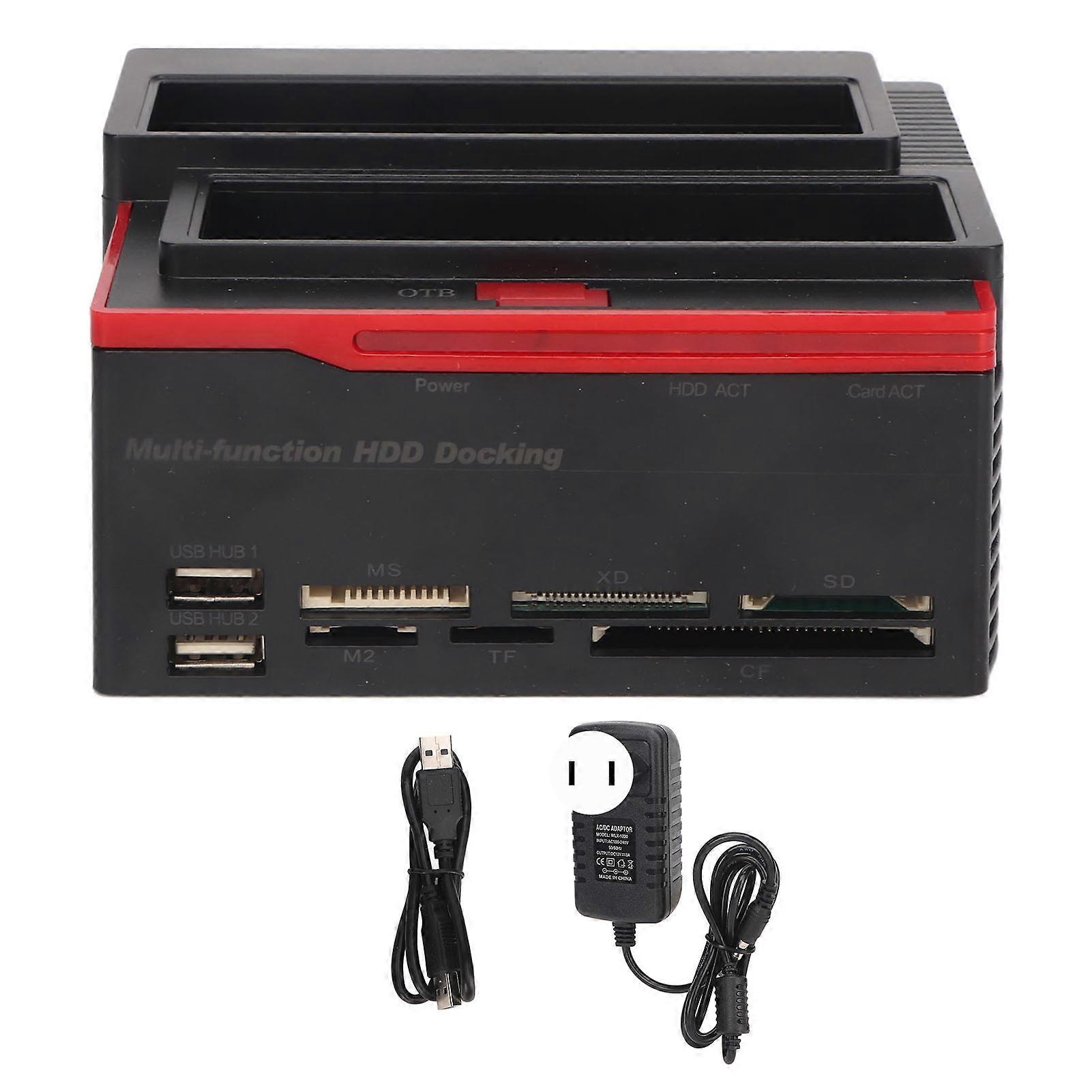 Docking Station USB2.0 Dual Bay 12TB Support OTB 480Mbps Hard Drive Enclosure for 2.5in 3.5in IDE SATA