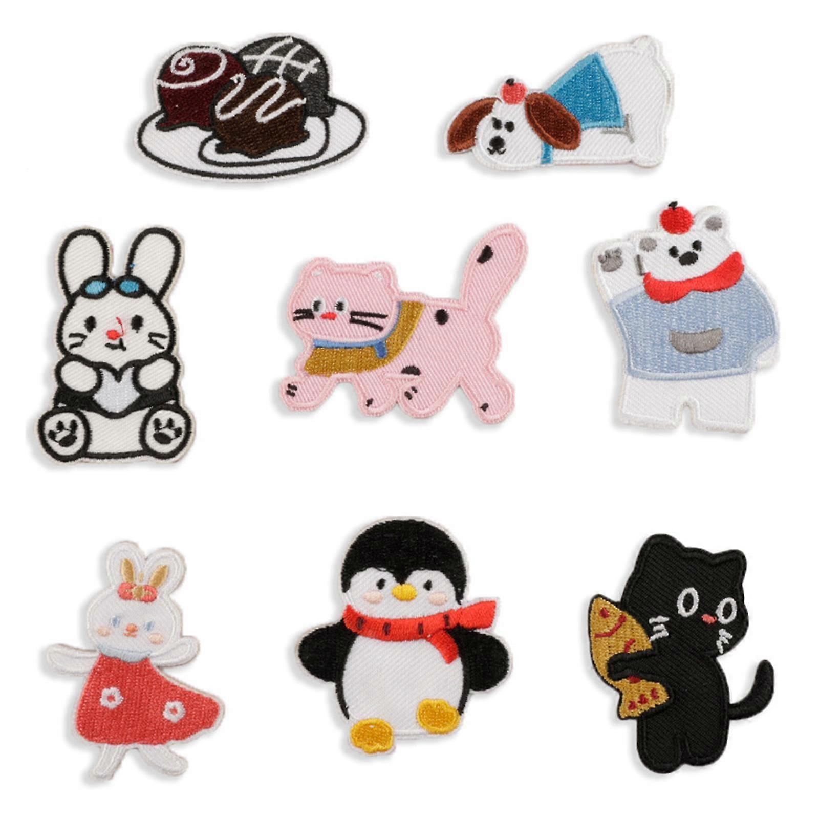 8 Pcs Animal Sew On/Iron On Patches Cats Embroidered Patches Rabbits Decorative Patches Applique Patches for Clothes