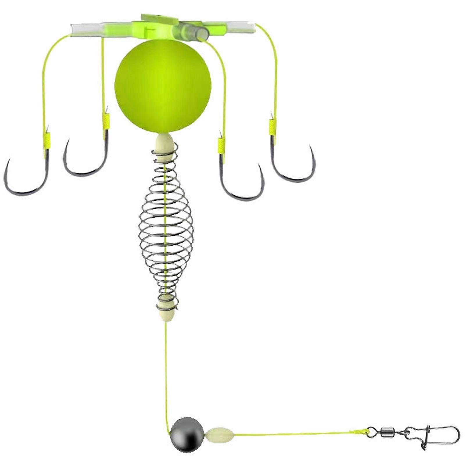 4Pcs String Hook Antiwinding Fishing Spring Baits Cage Fishing Baits Cage Four Hook AntiBottom Small Exploding Hook