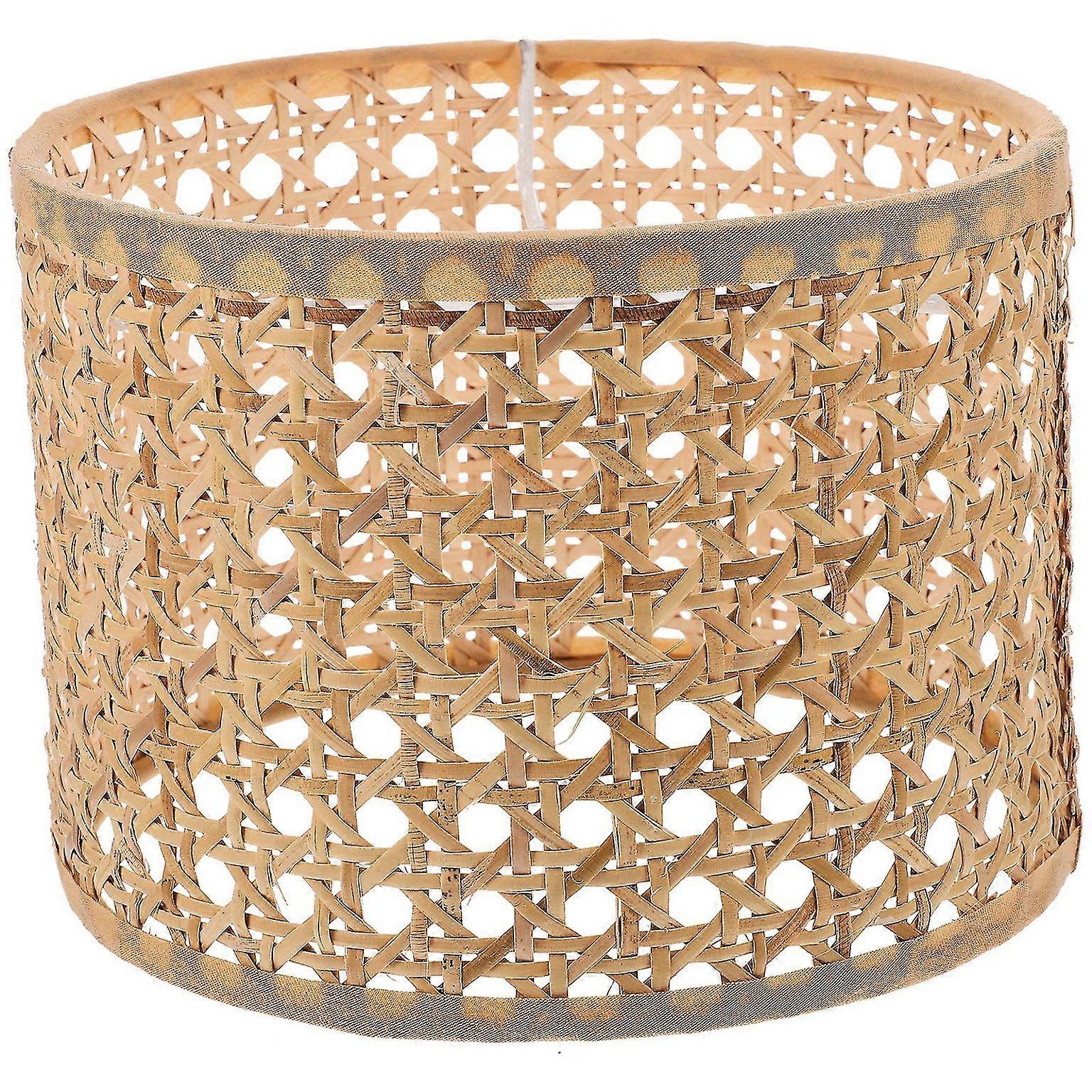 Rustic Rattan Lampshade for E27/E14 Bulbs - Elegant Table Lamp Cover for Home Decor - 16cm x 16cm x 12cm