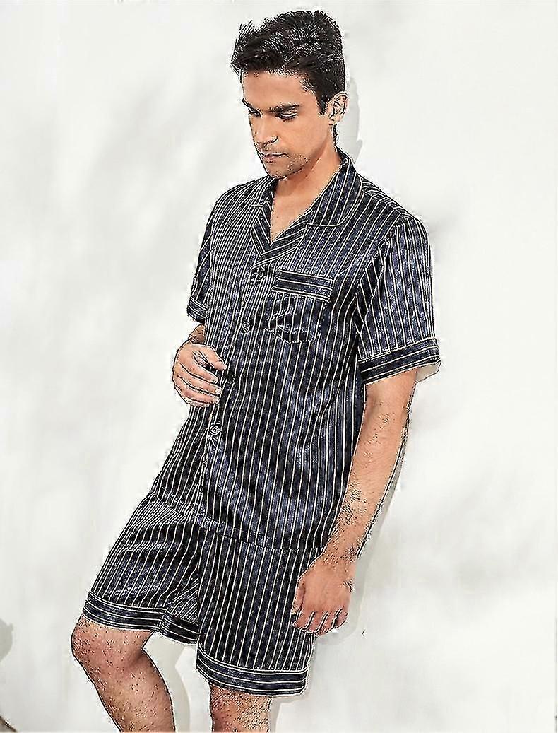 Miesten lyhythihainen jääsilkki pyjama setti shortseilla