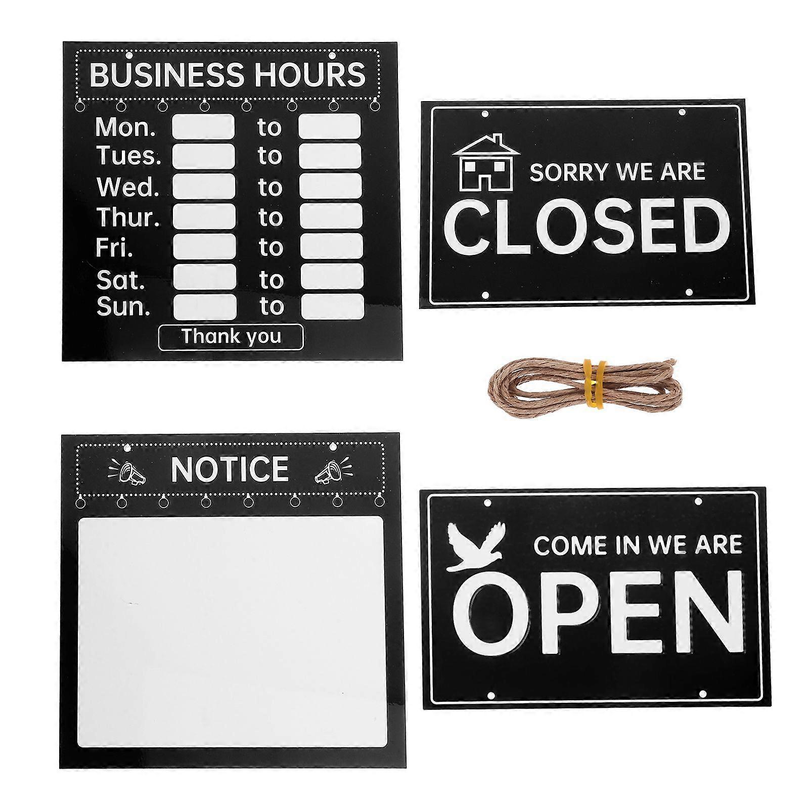 1 Set Writable Open Closed Sign with Hours and Notice for Restaurants Cafes and Shops Stylish Business Time Sign Store Hours Sign