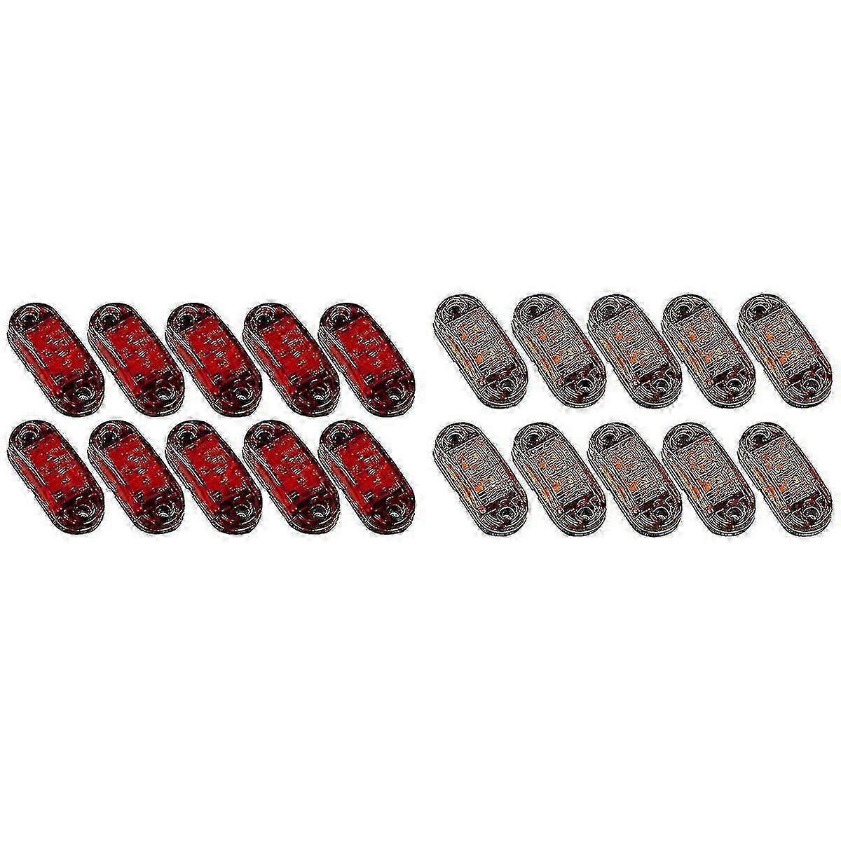 20 stk ledet 2.5inch 2 diode lys oval klaring trailer lastebil side markør lampe gul rød
