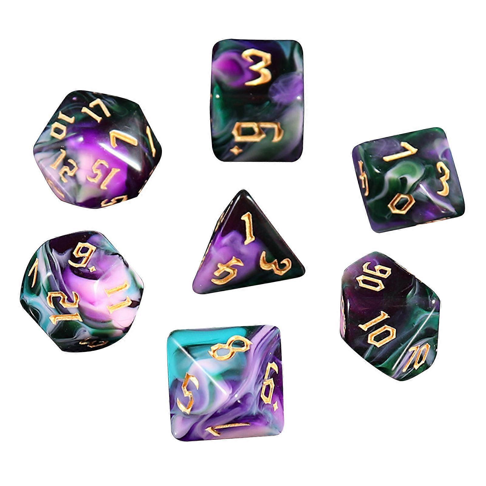 7Pcs Different Number of Face Acrylic Dices Desktop Game Props Educational Toy Polyhedral Kid Multi-Sided Digital Dices  Phantom Pink