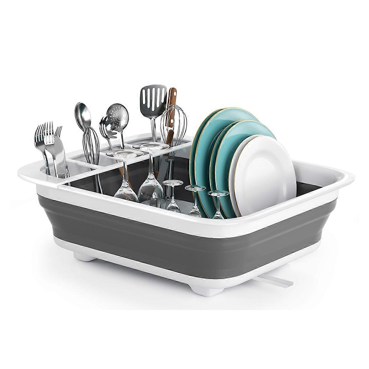 Portable Foldable Dish Rack,Kitchen Drainer for Dishes,Tableware Storage Organizer with Drying Shel
