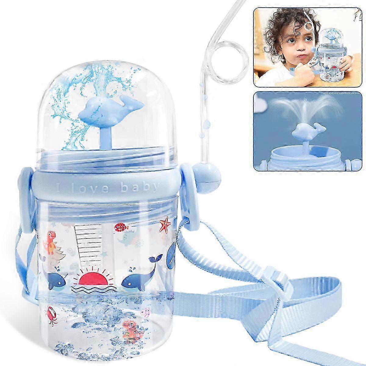 Kids' Adjustable Strap Leakproof Straw Cup Made from Durable Summer Plastic