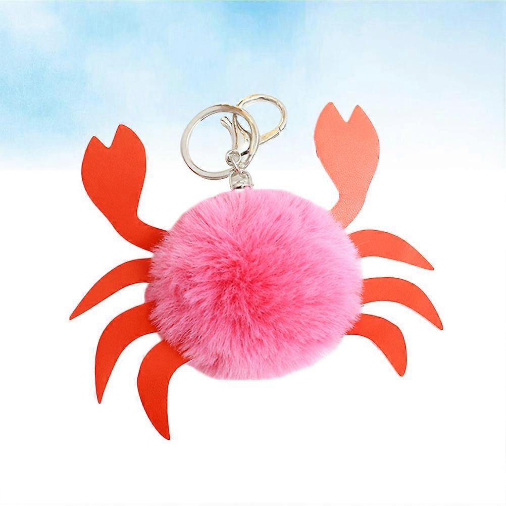 Creative Keychain Creative PU Leather Crab Shape Plush Ball Keyring Keychain Toy Fashionable present Hanging Ornament Loop Accessory Mini Backpack