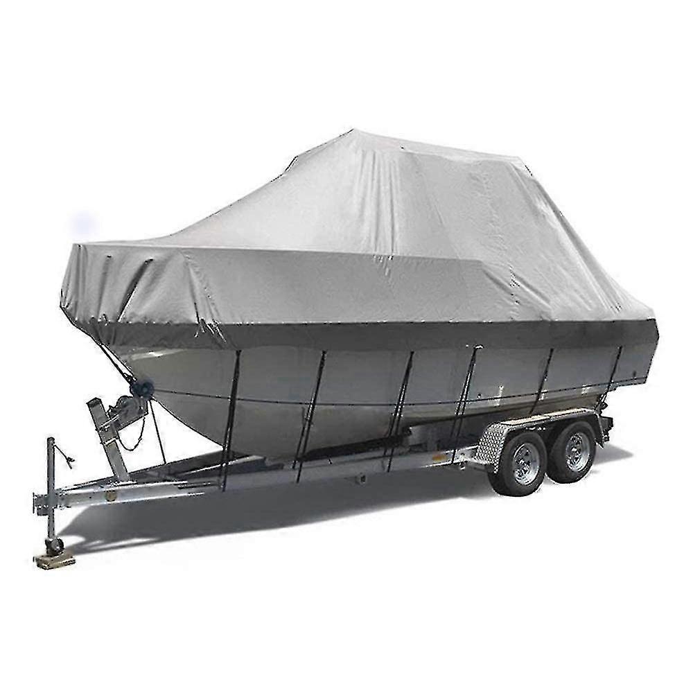 غطاء قارب مقاوم للماء شديد التحمل 570 × 300 سم ، قماش أكسفورد رمادي لقارب صيد اليخوت ثلاثي الهيكل (16-18 قدما)