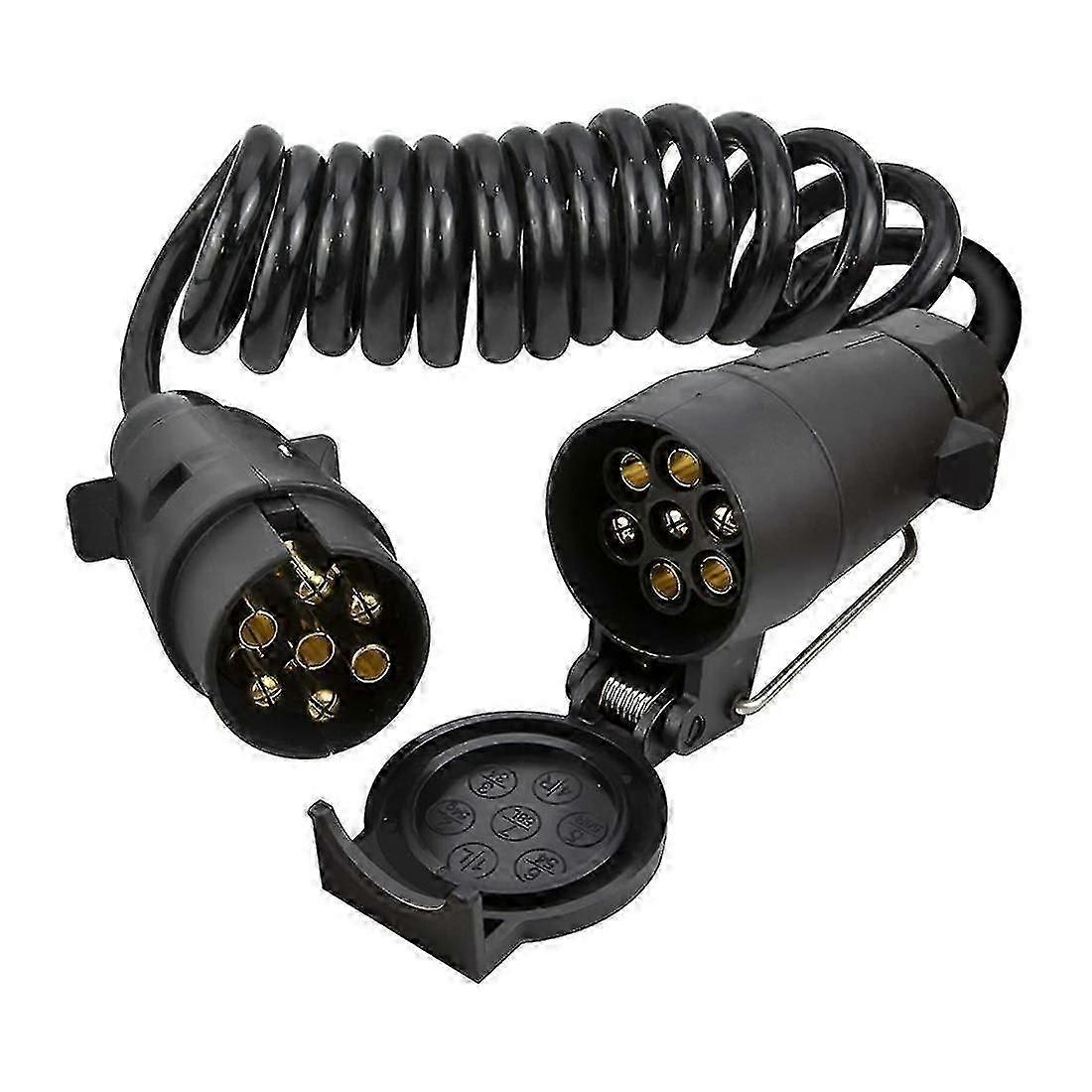 3M 7-Pin Coiled Trailer Extension Cable with Plug Socket Connector for Caravan 7 Core Electrical Wiring