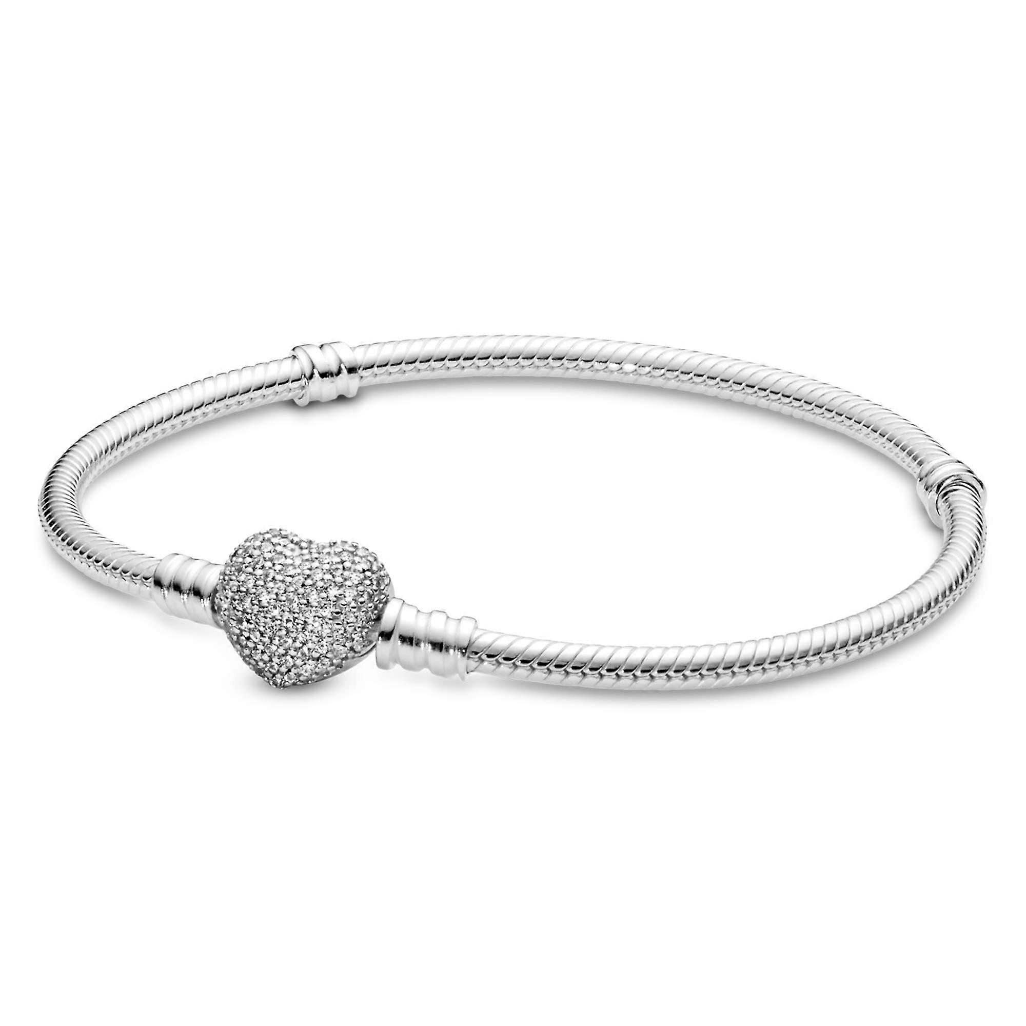 Moments Sparkling Heart Clasp Snake Chain Bracelet Ref: 8303