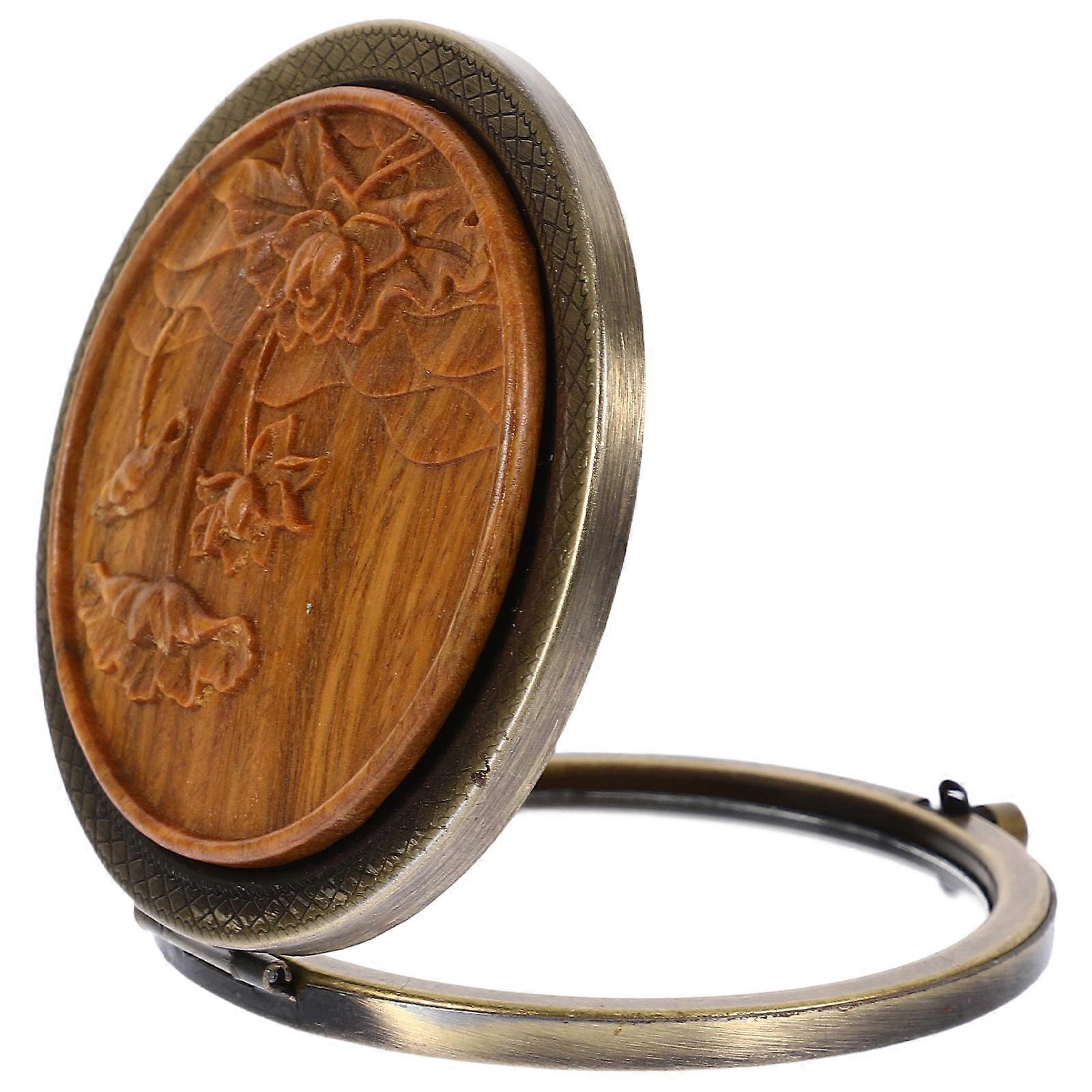 1pc Portable Double Sided Small Round Mirror in Ancient Chinese Style Makeup Mirror