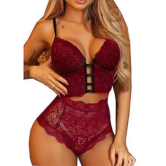 Damska seksowna koronkowa bielizna Push Up Biustonosze Figi Zestaw Bielizna nocna Babydoll Bielizna nocna