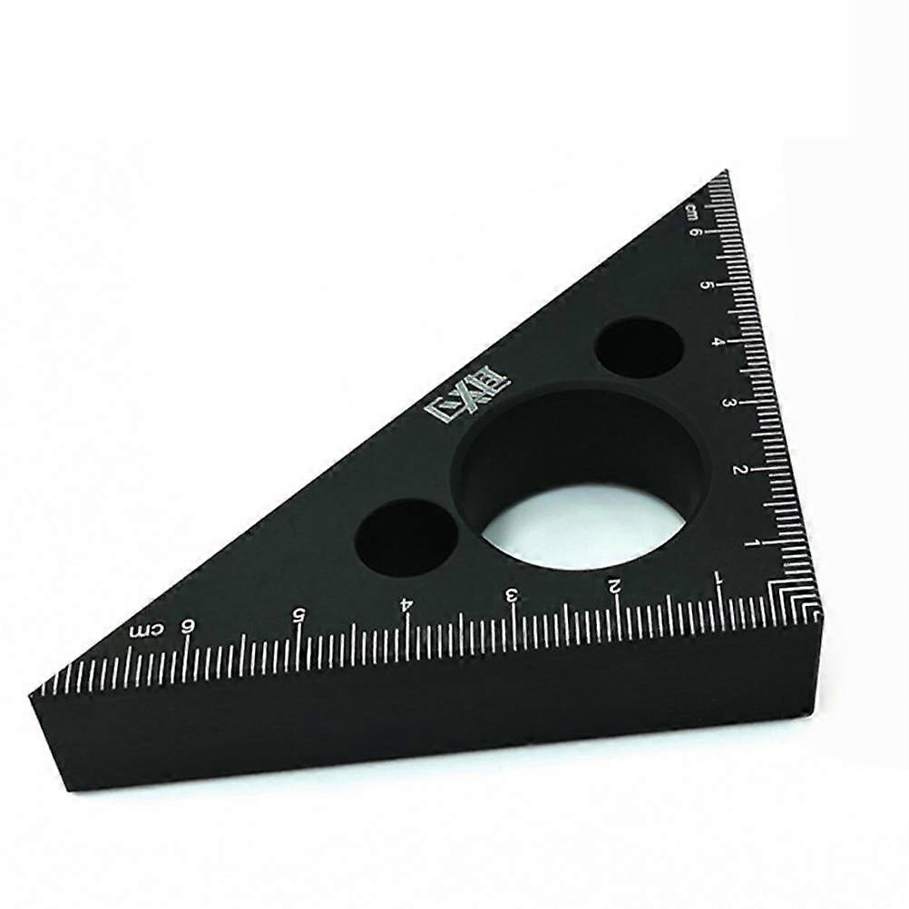 Woodworking Square Ruler Aluminum Alloy Triangular Rule Measurement Tool for Professional Users Black 10.4*5.2cm 1PC