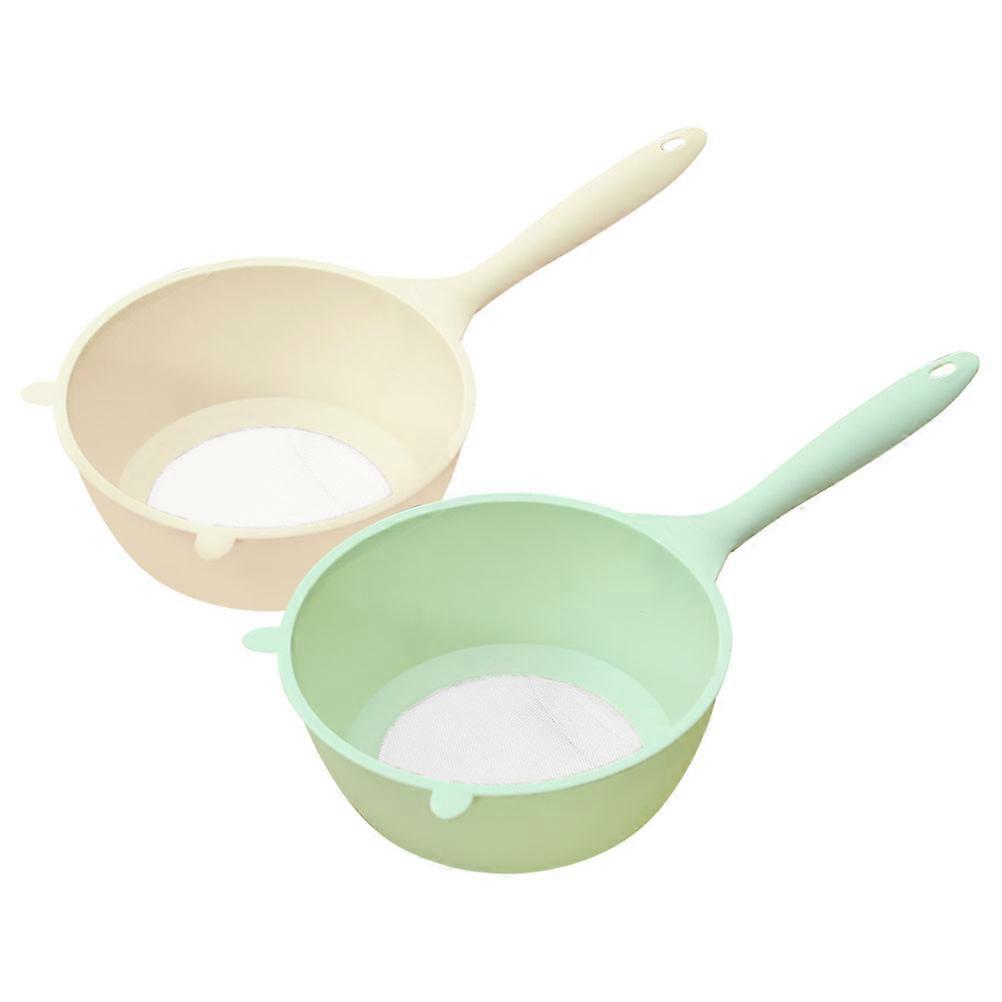 Rice Wash Bowl With Handle Colander Basket Multi Functional Design For Household Users Cream White Color Draining Water 2Set