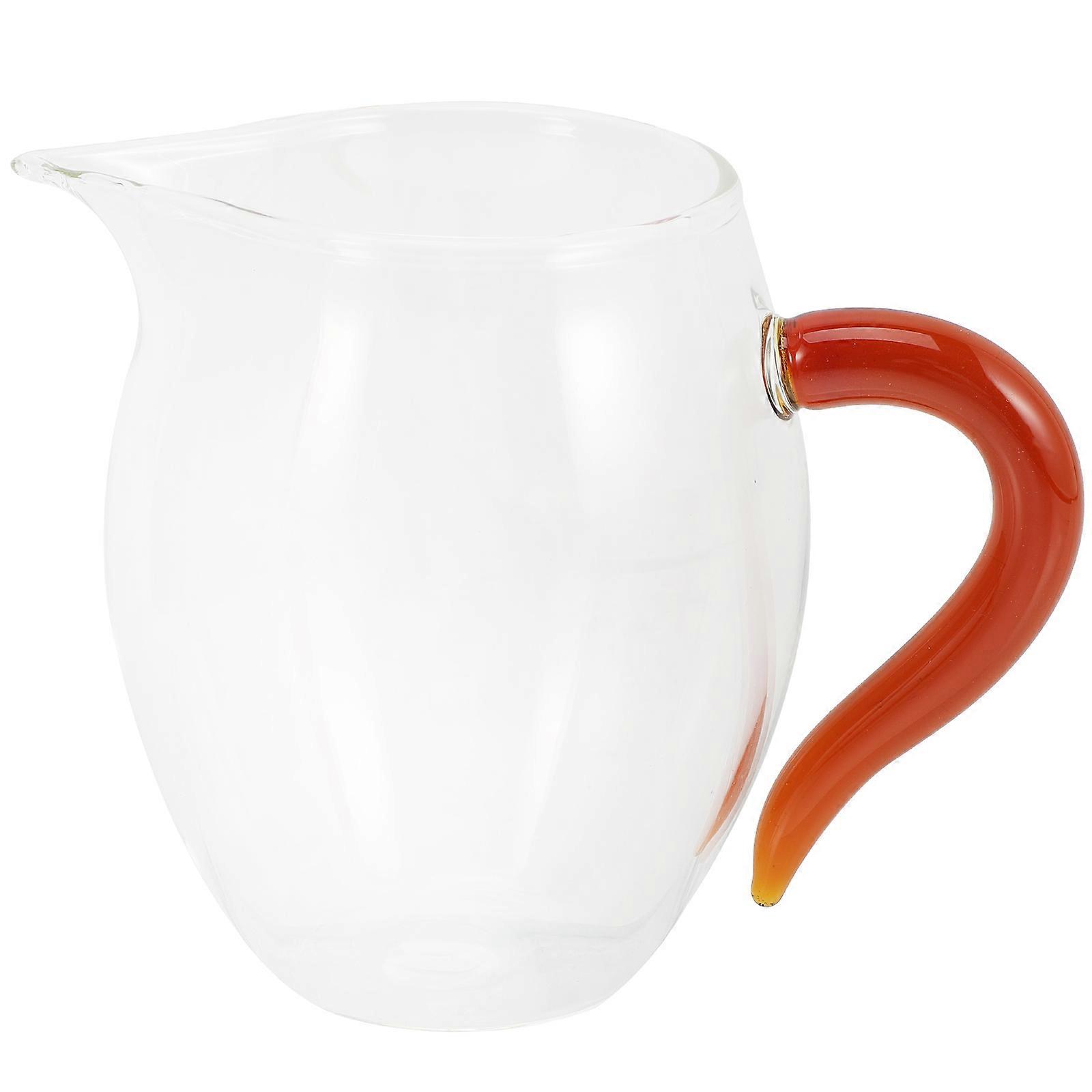 Glass Teacup Office Use Brown Red Handle Round Tea Distribution Borosilicate Glass 1Pack
