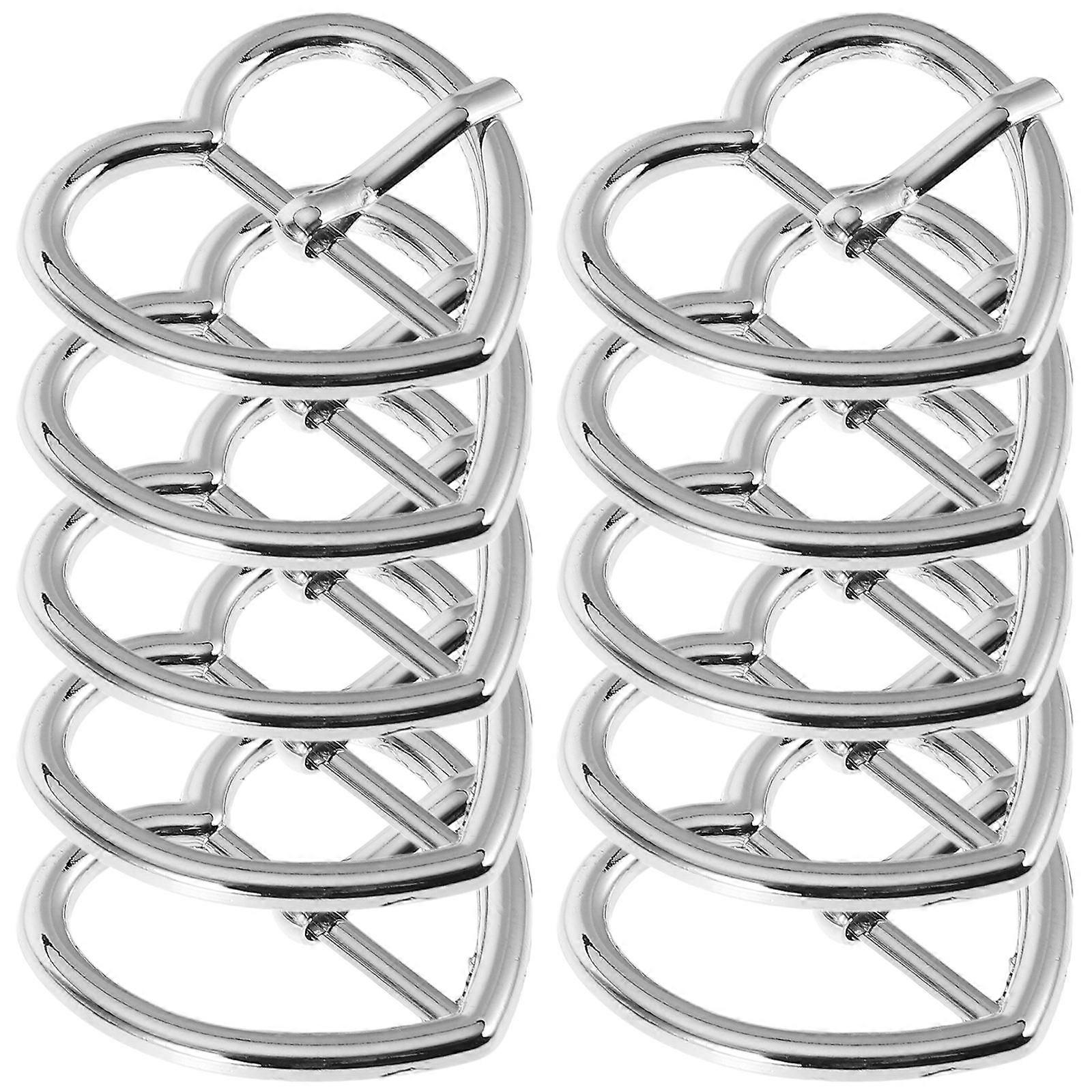 Boucle de ceinture en forme de coeur en argent Femmes Hommes Ceinture Accessoire Design à la mode Facile à attacher 10Pack