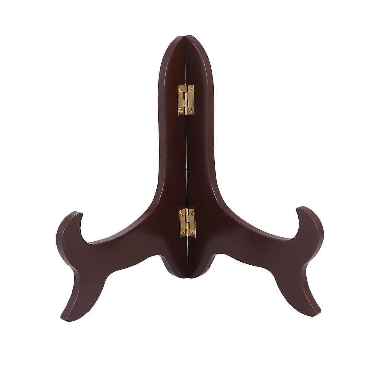 Dish Display Stand Bamboo 8 Inch Diameter Dark Brown Plate Holder for Kitchen and Room