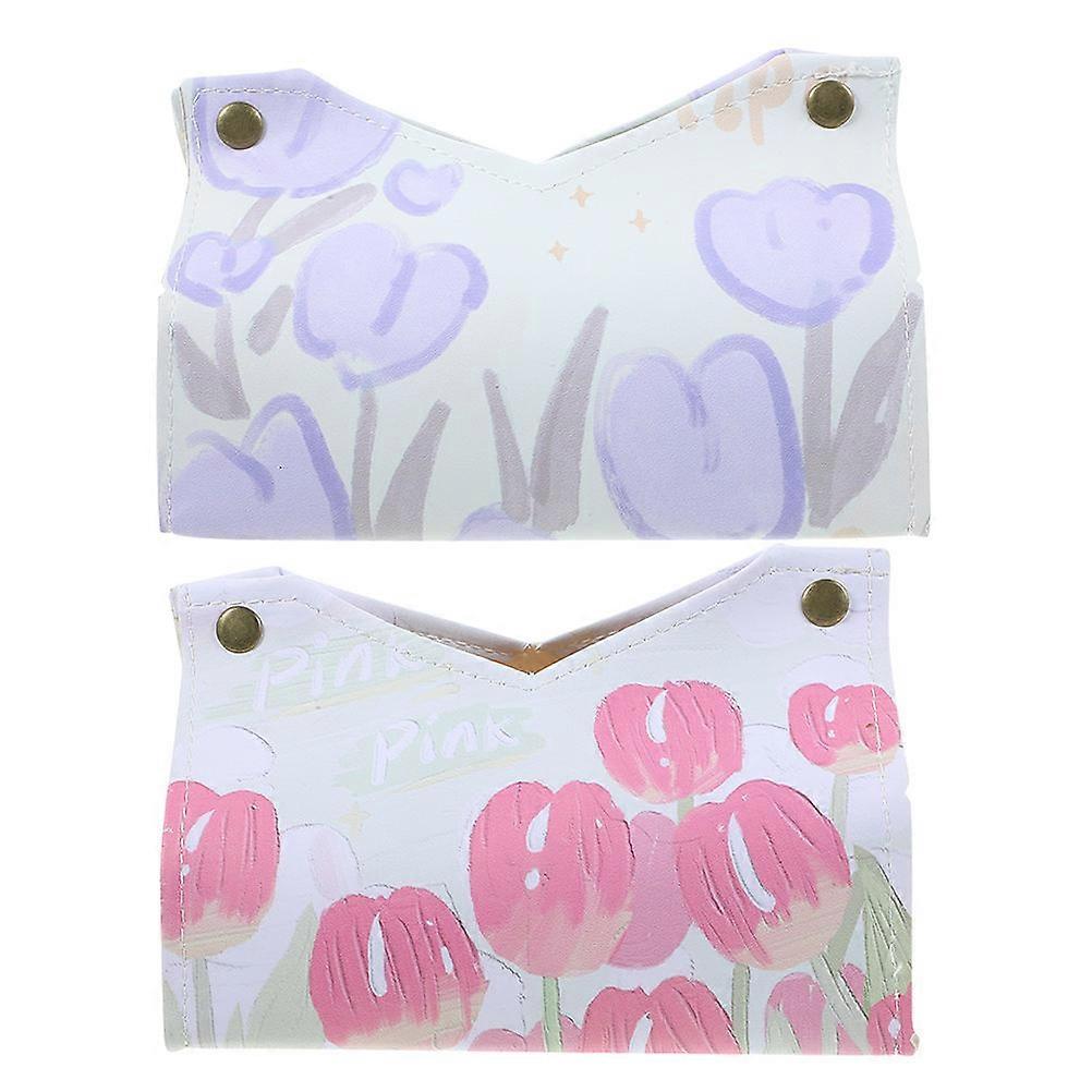 Decorative Tissue Cover Modern Simple Style Tissue Box Holder Pink Rectangular Living Room 2Pcs