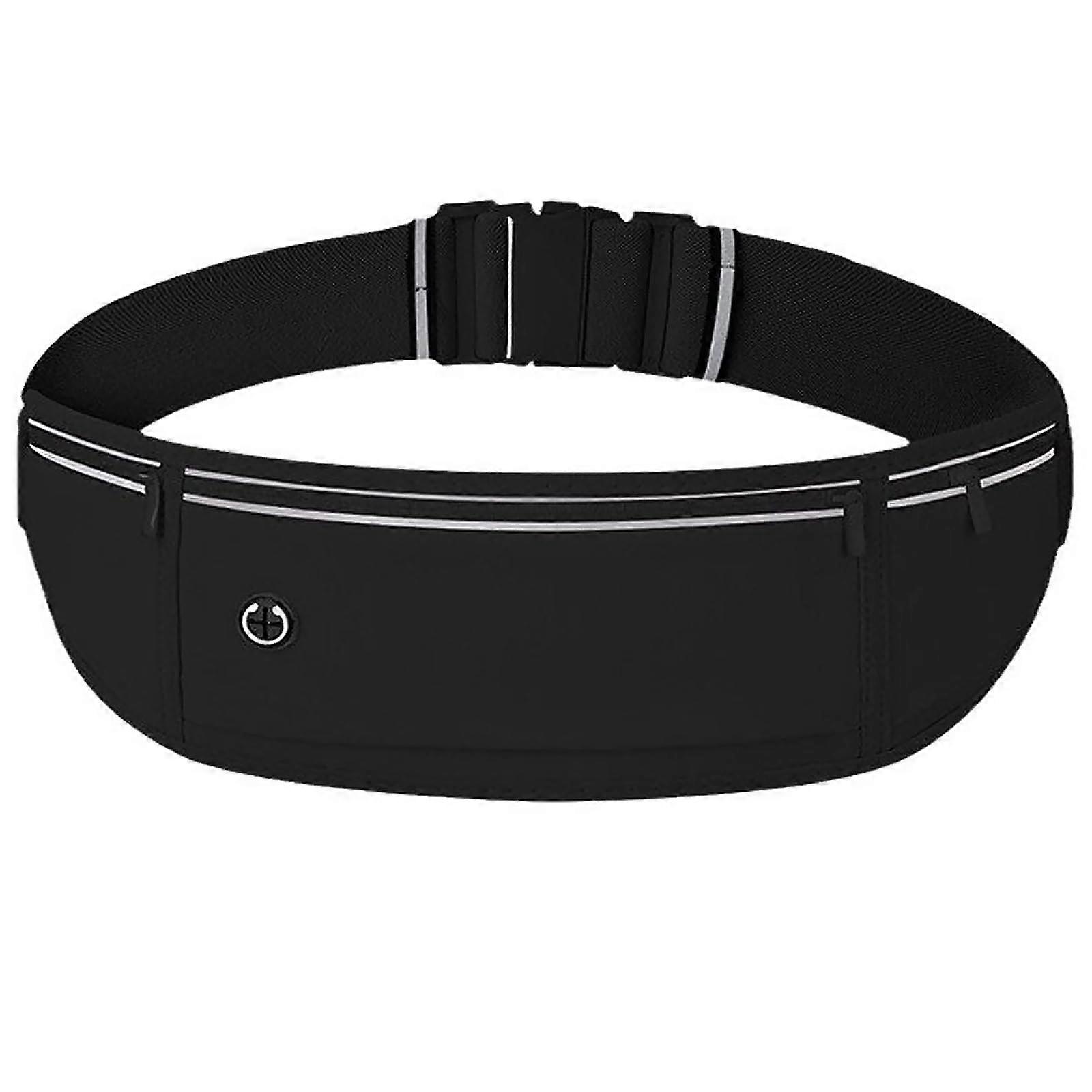 Running Belt for Mobile Phone, Adjustable with 3 Pockets, Black