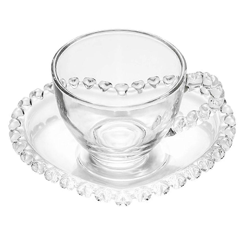 Clear Glass Mugs Beverage Holding Round Shape For Office Use 1Set
