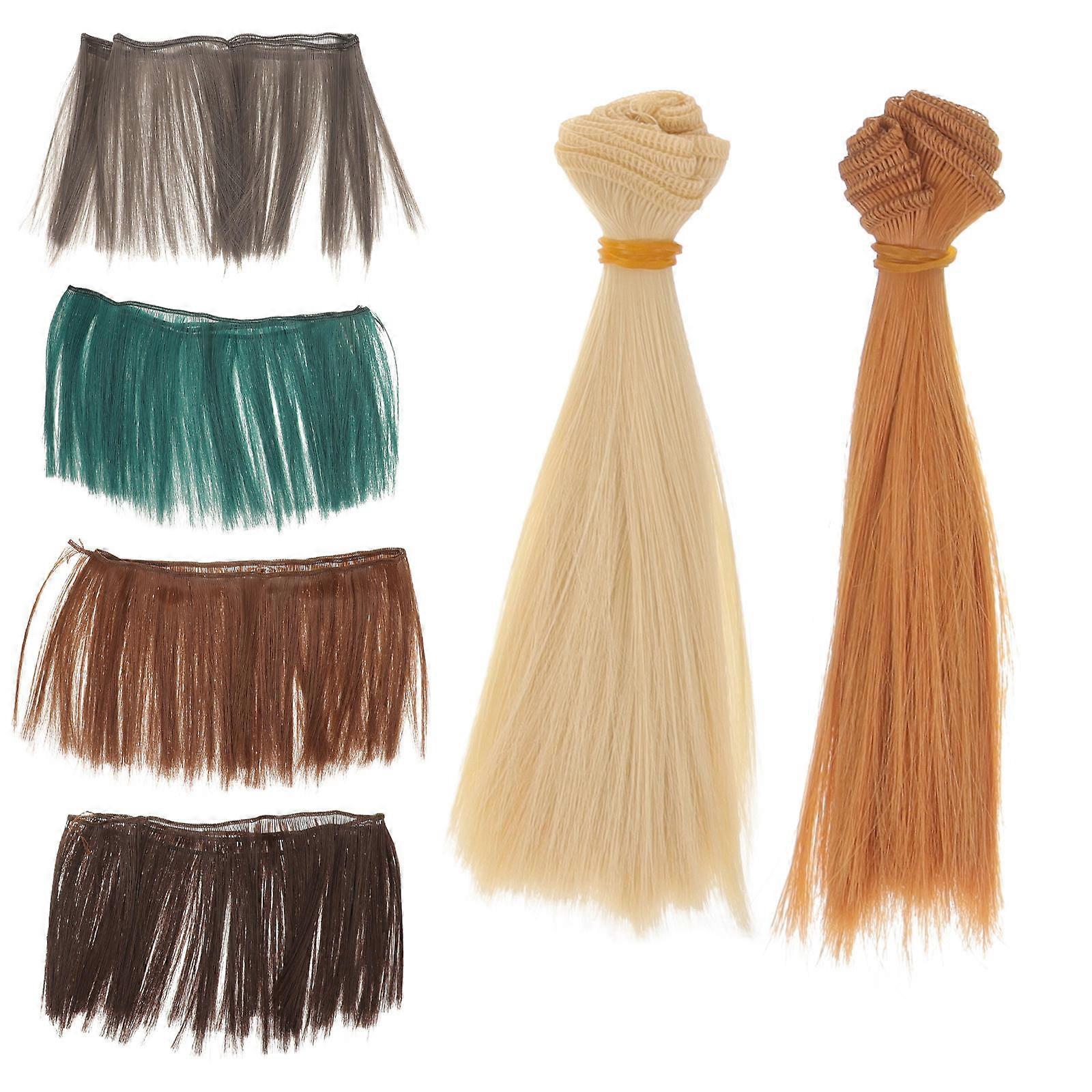 Halloween Role-Play Wigs Doll Wigs for Rag Doll DIY Production Assorted Color Straight Heat-Resistant 6Pack